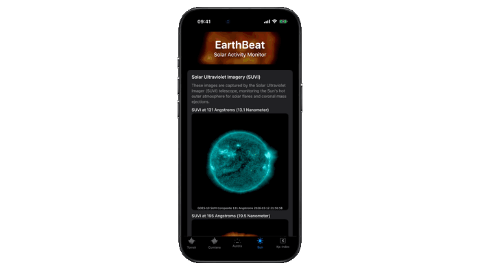 EarthBeat showing live Sun imagery from NASA SUVI