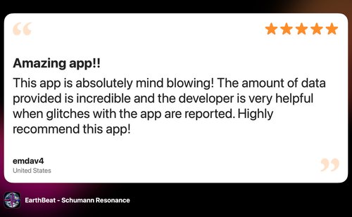 5-star App Store review by emdav4 from United States: Amazing app!! Mind blowing amount of data, developer very helpful. Highly recommend!
