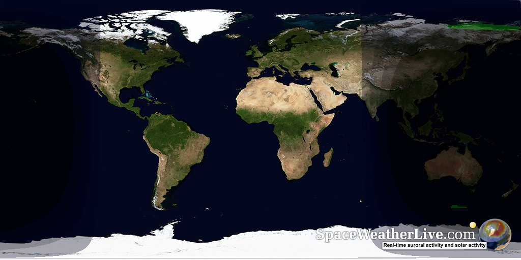 Aurora visibility map showing current northern lights coverage