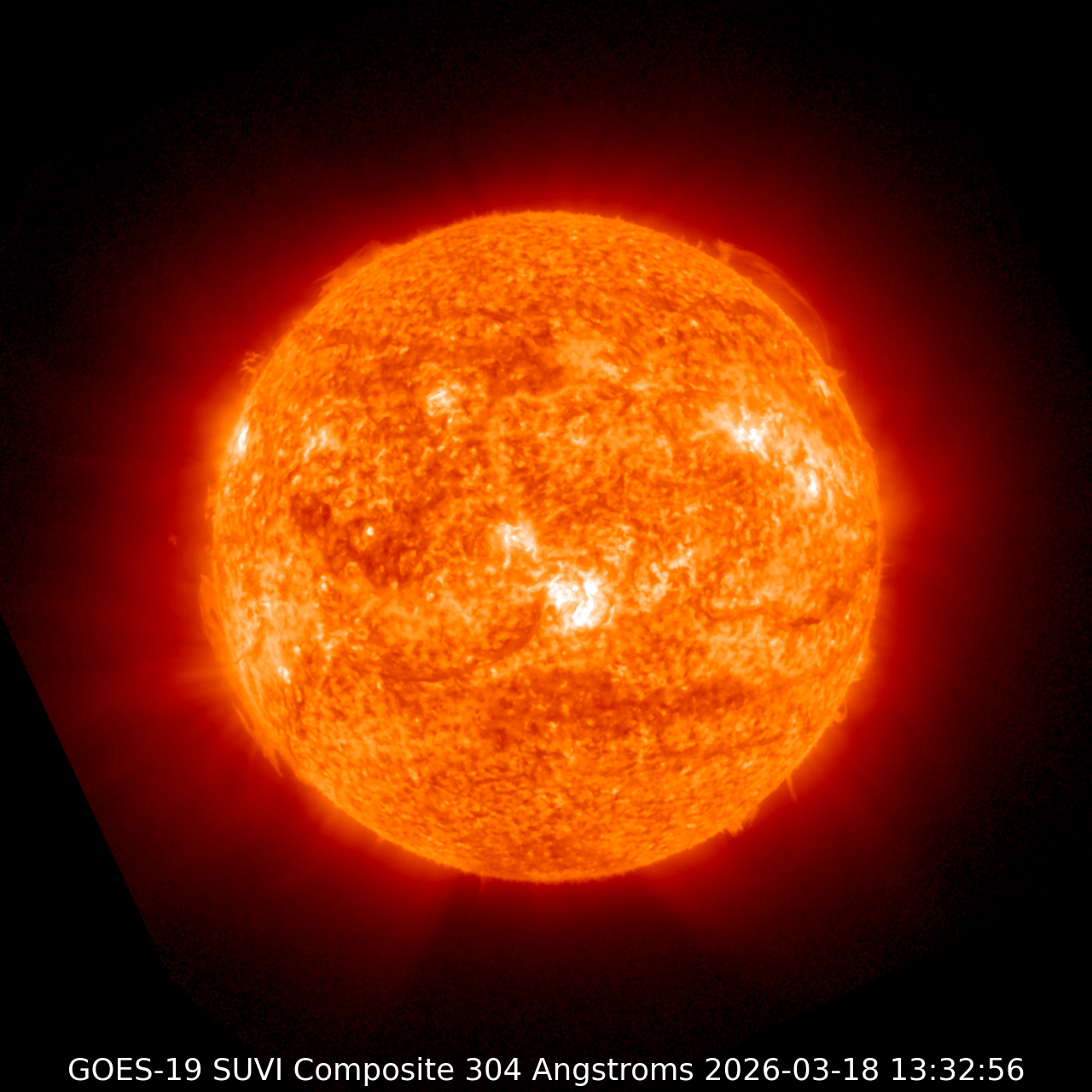 The Sun in 304 Angstrom ultraviolet light showing the chromosphere
